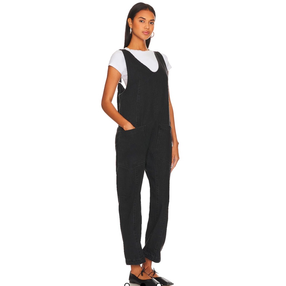 Free People We The Free High Roller Jumpsuit overalls in black size small